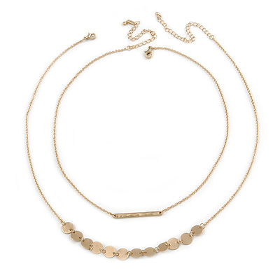 Matte Gold Double Chain Necklace - 46cm L/ 7cm Ext; 40cm L/ 7cm Ext