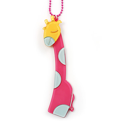 Tall Pink Plastic Giraffe Pendant - main view
