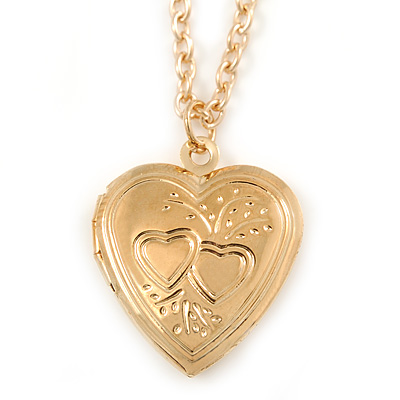 Small Heart Locket Pendant with Chain - 40cm L/ 6cm Ext