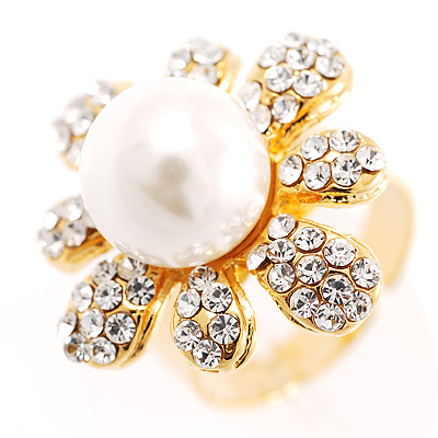 Camomile Imitation Glass Pearl Ring