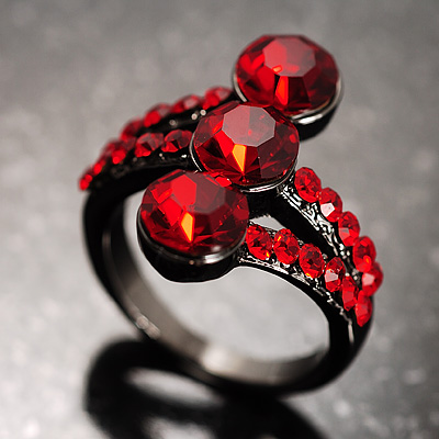 Red Trinity Crystal Ring