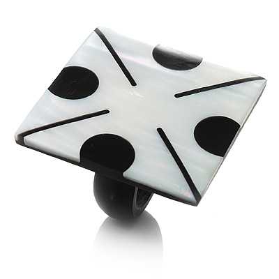 Square Shell 'Domino' Cocktail Ring