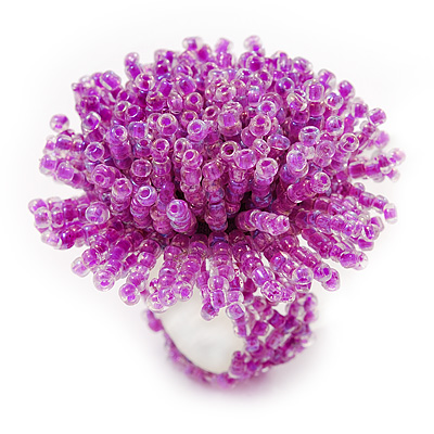 Large Lavender Glass Flower Stretch Ring
