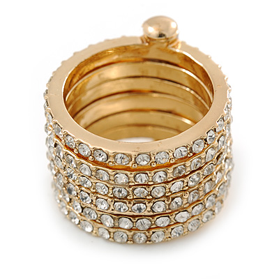 Gold Plated Clear Crystal Stacking/ Stackable Band Ring