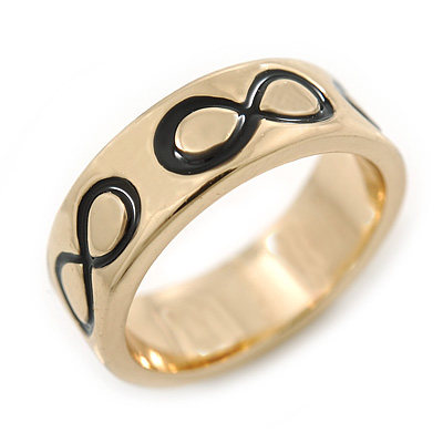 Gold Plated Black Enamel 'Infinity' Band Ring