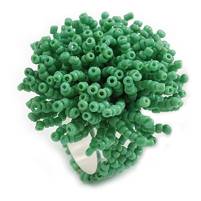 45mm Diameter Apple Green Glass Bead Flower Stretch Ring/ Size M/L