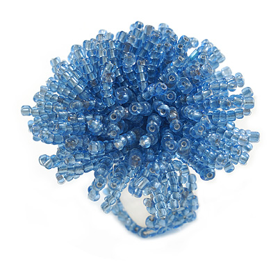 45mm Diameter Sky Blue Glass Bead Flower Stretch Ring/Size M/L