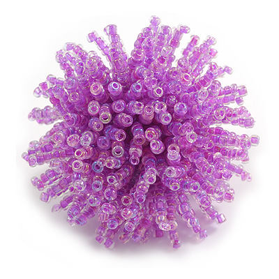 45mm Diameter Purple Pink Glass Bead Flower Stretch Ring/ Size S/M