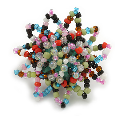 35mm D/Multicoloured Glass and Acrylic Bead Sunflower Flex Ring - Size M - main view