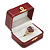 Victorian Style Burgundy Red Snake Leatherette Box for One & Two Rings With Gold Tone Metal Closure - view 5