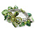Green Sea Shell, Faux Pearl Bead Floral Cuff Bracelet In Silver Tone - Adjustable - view 4