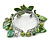 Green Sea Shell, Faux Pearl Bead Floral Cuff Bracelet In Silver Tone - Adjustable - view 5