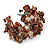 Chestnut Brown Floral Sea Shell & Simulated Pearl Cuff Bracelet (Silver Tone) - Adjustable - view 5