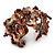 Chestnut Brown Floral Sea Shell & Simulated Pearl Cuff Bracelet (Silver Tone) - Adjustable - view 2