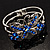 Swarovski Crystal Butterfly Hinged Bangle Bracelet (Silver&Blue) - view 5