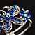 Swarovski Crystal Butterfly Hinged Bangle Bracelet (Silver&Blue) - view 6