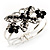 Swarovski Crystal Butterfly Hinged Bangle Bracelet (Silver&Jet Black) - view 2