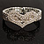 Dazzling Swarovski Crystal Heart Flex Bangle Bracelet (Silver Tone) - view 2
