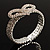 Dazzling Swarovski Crystal Heart Flex Bangle Bracelet (Silver Tone) - view 10