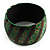 Wide Patterned Shell Bangle (Green & Brown)