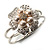 Bridal Imitation Pearl Floral Hinged Bangle Bracelet (Silver Tone) - view 7