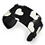 Black & Cream Metal Heart Cuff Bangle - up to 19cm length - view 8