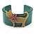 Kitty With Crystal Bow Teal Plastic Cuff Bangle - view 3