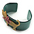 Kitty With Crystal Bow Teal Plastic Cuff Bangle - view 4