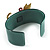 Kitty With Crystal Bow Teal Plastic Cuff Bangle - view 5