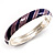 Stripy Purple Enamel Hinged Bangle Bracelet (Silver Tone)