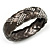 Black Textured Braided Hinged Bangle Bracelet