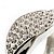 Dazzling Crystal Leaf Hinged Bangle Bracelet (Silver Tone) - view 7