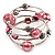 Silver-Tone Beaded Multistrand Flex Bracelet (Light Pink)