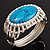 Vintage Oval Shape Turquoise Stone, Crystal Hinged Bangle Bracelet