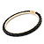 Black Leather Bangle In Gold Plated Metal - up to 18cm Length - view 7