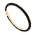 Black Leather Bangle In Gold Plated Metal - up to 18cm Length - view 2