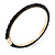 Black Leather Bangle In Gold Plated Metal - up to 18cm Length - view 3
