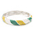 Lime/Yellow/White Enamel Twisted Hinged Bangle Bracelet In Rhodium Plated Metal - 19cm Length - view 6