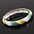 Lime/Yellow/White Enamel Twisted Hinged Bangle Bracelet In Rhodium Plated Metal - 19cm Length - view 8