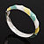 Lime/Yellow/White Enamel Twisted Hinged Bangle Bracelet In Rhodium Plated Metal - 19cm Length - view 7