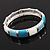 Light Blue/White Enamel Hinged Bangle Bracelet In Rhodium Plated Metal - 18cm Length - view 6
