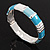 Light Blue/White Enamel Hinged Bangle Bracelet In Rhodium Plated Metal - 18cm Length - view 3