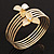 Gold Plated Textured Crystal Flower Upper Arm Bracelet - (Up to 26cm upper arm)