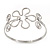 Rhodium Plated Textured 'Flower & Swirls' Diamante Upper Arm Bracelet Armlet - Adjustable - view 5