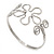 Rhodium Plated Textured 'Flower & Swirls' Diamante Upper Arm Bracelet Armlet - Adjustable - view 8