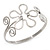 Rhodium Plated Textured 'Flower & Swirls' Diamante Upper Arm Bracelet Armlet - Adjustable - view 2