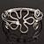 Rhodium Plated Textured 'Flower & Swirls' Diamante Upper Arm Bracelet Armlet - Adjustable - view 4