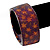 Purple/ Orange Floral Print Chunky Square Resin Bangle Bracelet - up to 20cm wrist - view 2