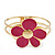 Bright Magenta Enamel 'Daisy' Floral Hinged Bangle Bracelet In Gold Finish - up to 19cm wris - view 8