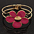 Bright Magenta Enamel 'Daisy' Floral Hinged Bangle Bracelet In Gold Finish - up to 19cm wris - view 12
